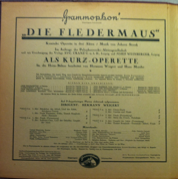 German HMV 5x 78 Set HERMANN WEIGERT HANS MAEDER strauss die fledermaus VG+ - Shuga Records
