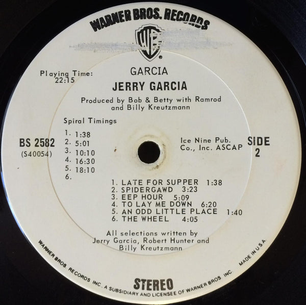 Jerry Garcia - Garcia - VG LP Record 1972 Warner USA White Label Promo Vinyl & Hype Sticker - Psychedelic Rock / Folk Rock - Shuga Records