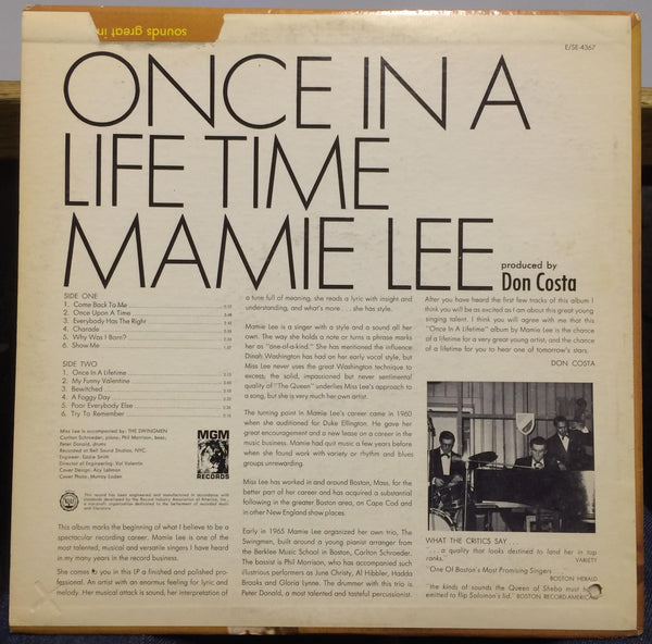 Mamie Lee - Once In A Lifetime - Mint- LP Record 1966 MGM USA Vinyl - Soul-Jazz / Jazz Vocal - Shuga Records
