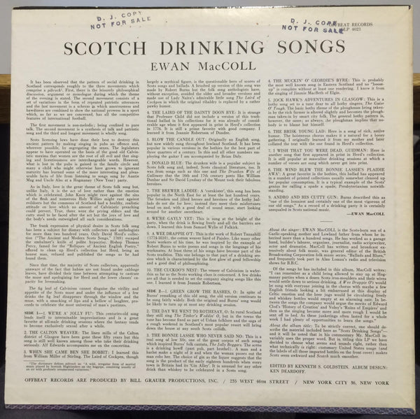 Ewan Maccoll - Scotch Drinking Songs LP Mint- Promo OLP 4023 Vinyl 1956 Offbeat - Shuga Records