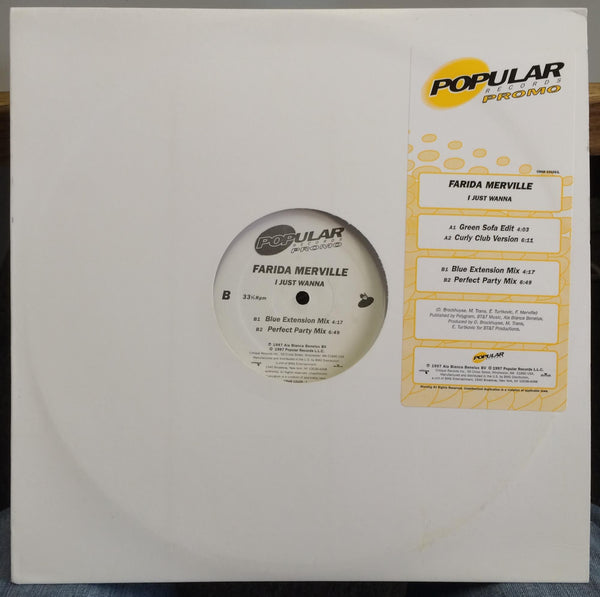 Farida Merville - I Just Wanna 12" Mint- CRAB 12155-1 House 1997 USA White Promo - Shuga Records