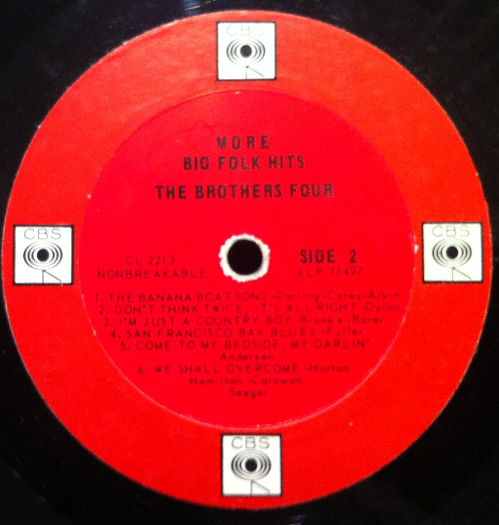 The Brothers Four - More Big Folk Hits LP VG CL 2213 Insane Rare 4 Eye Label 1st - Shuga Records