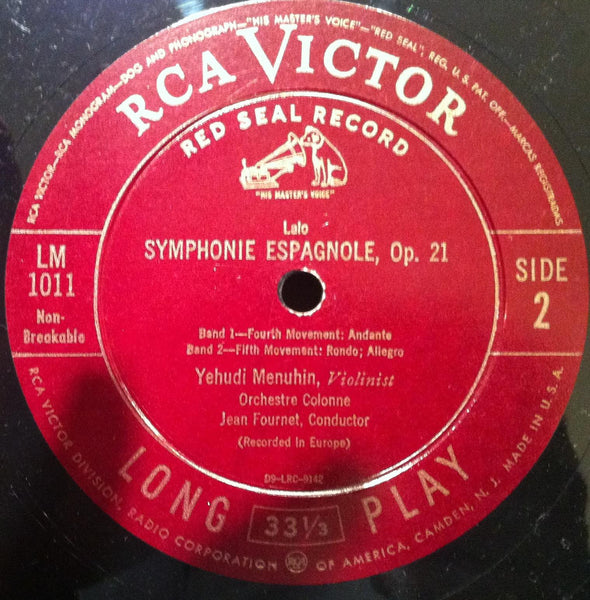 YEHUDI MENUHIN lalo symphonie espagnole LP VG+ LM-1011 1s DG RCA Mono Violin