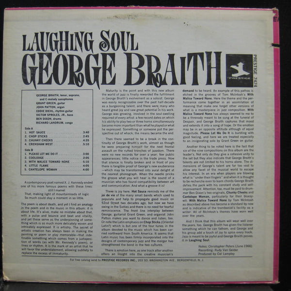 George Braith - Laughing Soul - VG+ LP Record 1966 Prestige USA Stereo Original Vinyl - Jazz / Soul-Jazz - Shuga Records