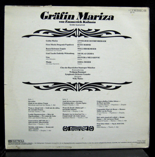Anneliese Rothenberger / Nicolai Gedda - Kalman Grafin Mariza LP VG+ 1C061-28825 - Shuga Records
