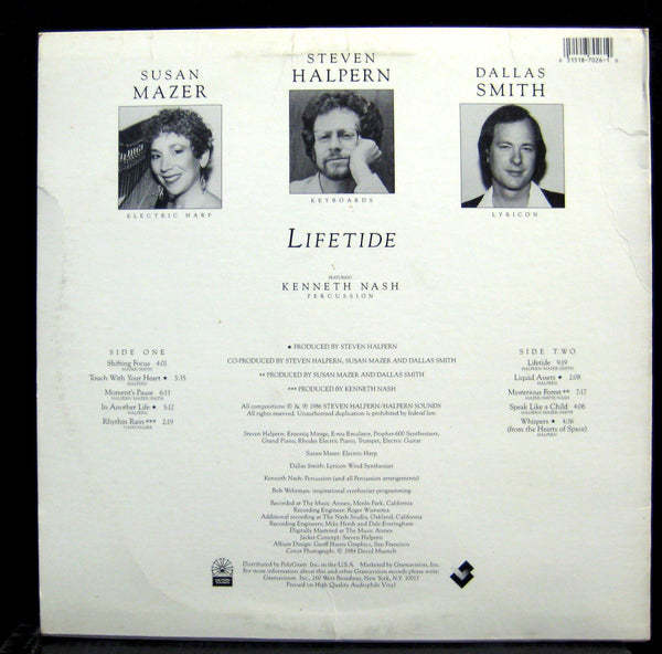 Steven Halpern Susan Mazer Dallas Smith - Lifetide LP Mint- 18 7026 1 Vinyl 1984 - Shuga Records