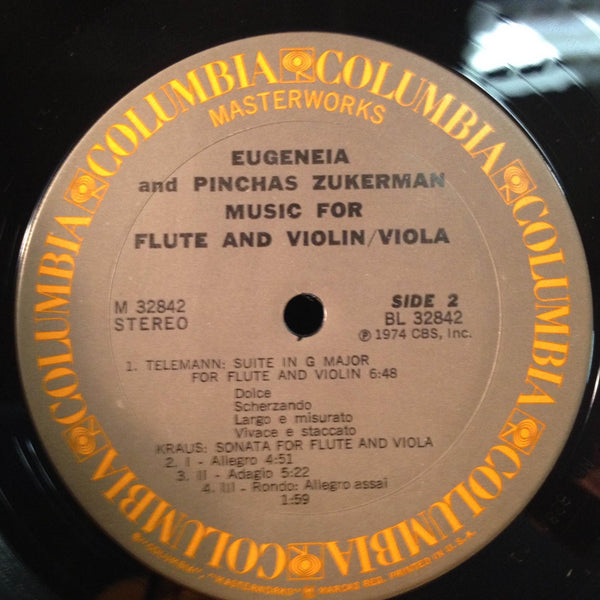 EUGENIA & PINCHAS ZUKERMAN beethoven / telemann LP Mint- M 32842 Autographed USA - Shuga Records