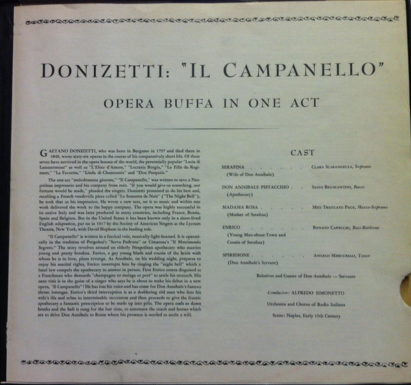 Alfredo Simonetto - Donizetti Il Campanello LP VG+ 50,027 1949 1st Cetra Soria - Shuga Records