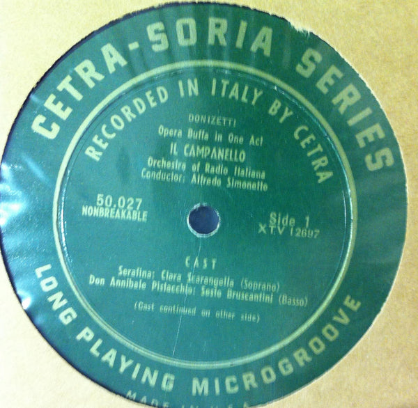 Alfredo Simonetto - Donizetti Il Campanello LP VG+ 50,027 1949 1st Cetra Soria - Shuga Records