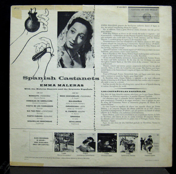 Emma Maleras - Spanish Castanets LP VG+ T-10157 Vinyl 1958 Capitol USA Mono - Shuga Records