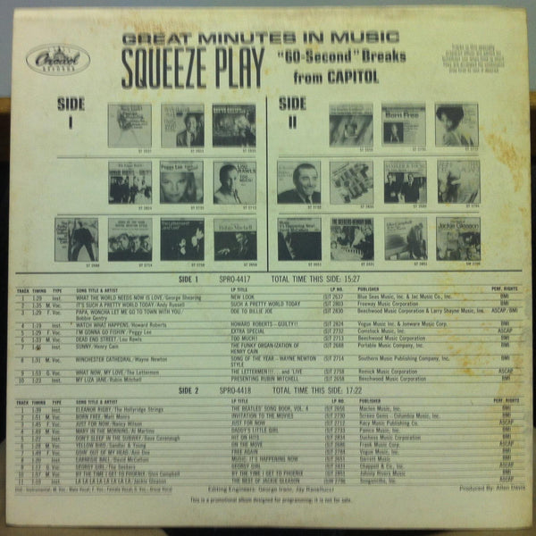 Squeeze Play 60 - Second Breaks From Capitol LP VG+ SPRO 4417 Promo 1967 Record - Shuga Records