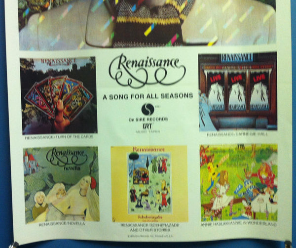 Renaissance - A Song For All Seasons 36"x22" In Store 1978 Sire Promo Poster - Shuga Records