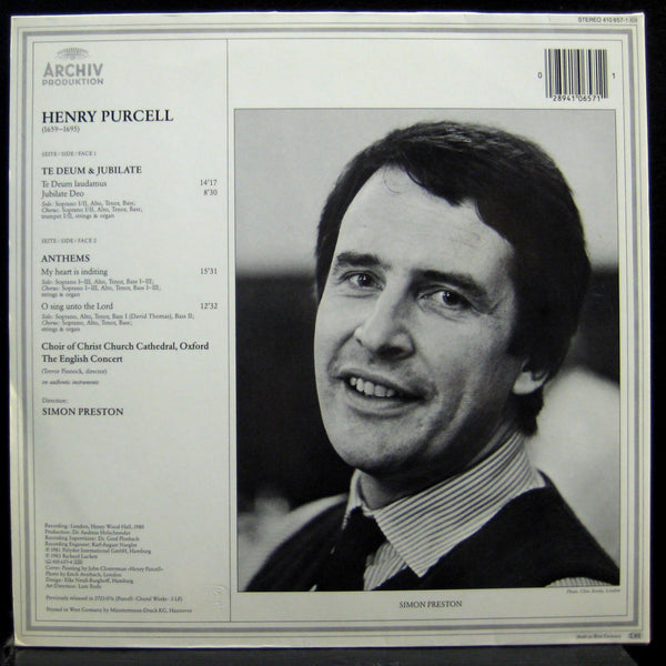 Simon Preston - Purcell Te Deum - Anthems LP Mint- 410 657-1 German Vinyl Record - Shuga Records