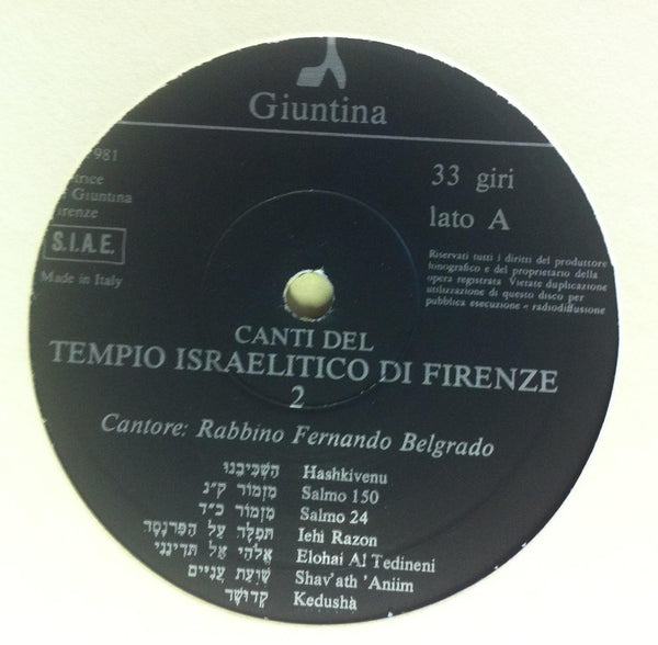 Fernando Belgrado - Songs Of The Synagogue Of Florence LP Mint- Italy w/Book - Shuga Records