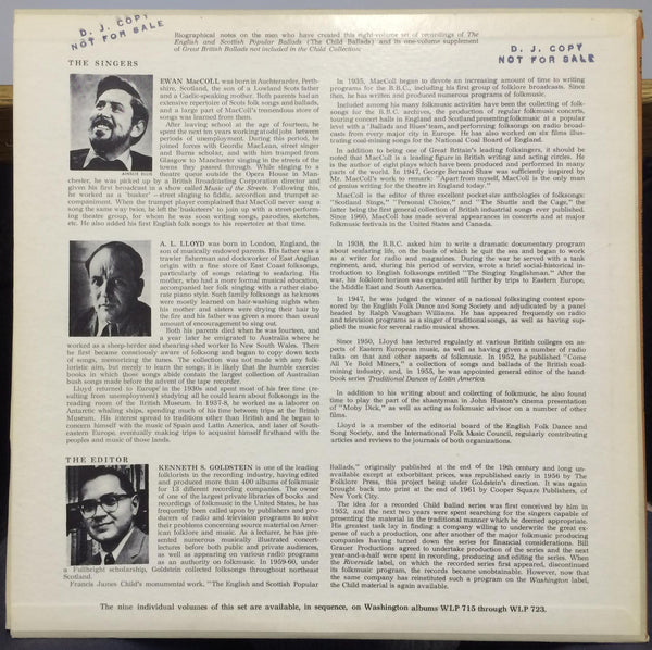 EWAN MACCOLL & A. L. LLOYD english scottish popular ballads vol 9 LP Mint- USA - Shuga Records