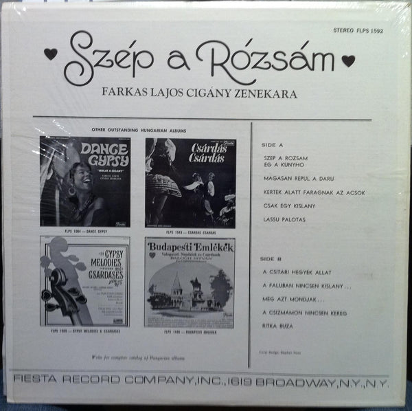 Farkas Lajos - Szep A Rozsam LP VG+ FLPS 1592 Vinyl Record - Shuga Records