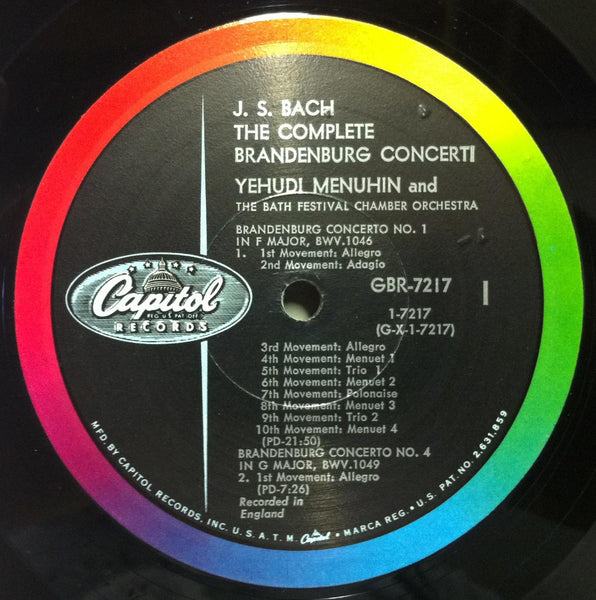 YEHUDI MENUHIN bach complete brandenburg concerti LP Mint- GBR-7217 Mono US 1960 - Shuga Records