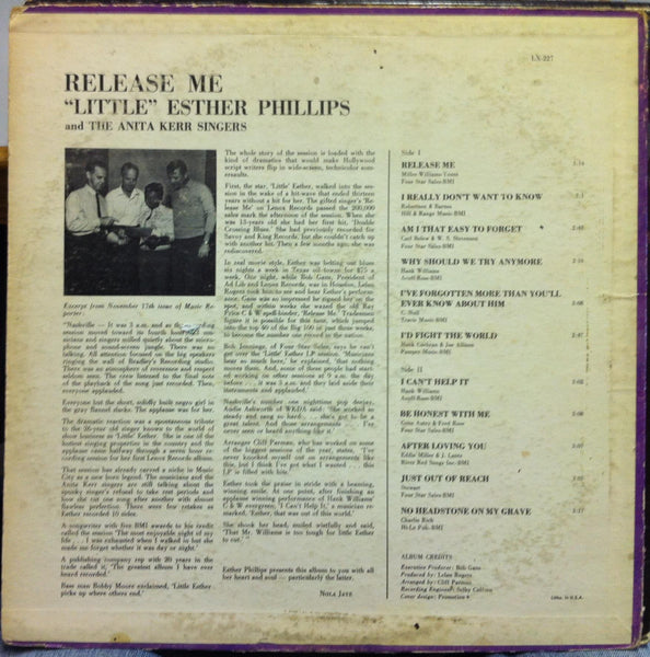 Esther Phillips - Release Me LP VG LX 227 Vinyl 1962 1st Press Mono Rare Soul