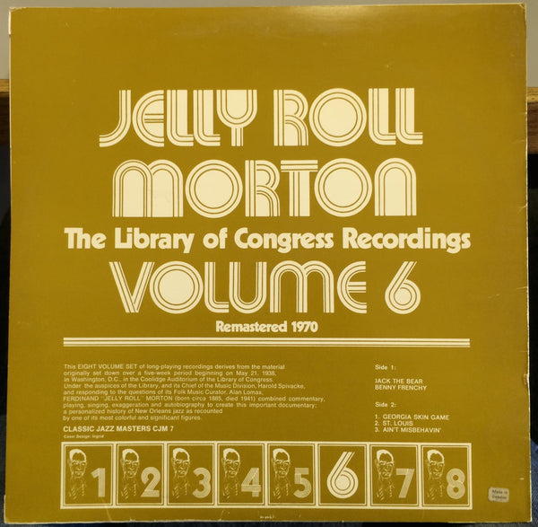 Jelly Roll Mortonn- Library Of Congress Recordings Vol 6 LP Mint- CJM 7 Sweden - Shuga Records
