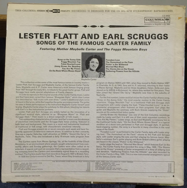 LESTER FLATT & EARL SCRUGGS songs of the famous carter family LP VG+ CS 8464 USA - Shuga Records