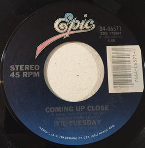 'Til Tuesday ‎– Coming Up Close / Angels Never Call VG+ - 7" Single 45RPM 1986 Epic USA - Rock