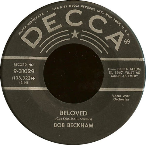 Bob Beckham ‎– Crazy Arms / Beloved MINT- 7" Single 45rpm 1959 Decca USA - Country