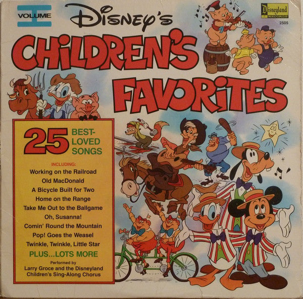 Larry Groce And The Disneyland Children's Sing-Along Chorus - Disney's Children's Favorites Volume I (1979) - VG+ LP Record 1986 Disneyland USA Vinyl - Children's / Nursery Rhymes - Shuga Records