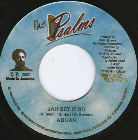 Abijah / Dalton Browne ‎– Jah Set It So / David's Heart - VG+ 7" Single 45 rpm 2002 The Psalms Jamaica - Reggae / Dancehall