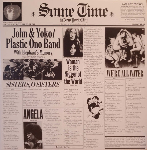 John Lennon & Yoko Ono / Plastic Ono Band With Elephant's Memory And Invisible Strings ‎– Some Time In New York City (1972) - New 2 LP Record 2015 Apple Europe 180 gram Vinyl - Rock & Roll / Avantgarde / Classic Rock