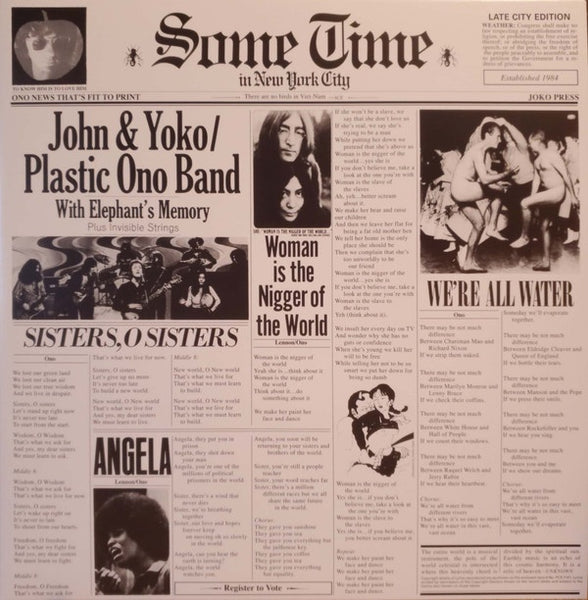John Lennon & Yoko Ono / Plastic Ono Band With Elephant's Memory And Invisible Strings ‎– Some Time In New York City (1972) - New 2 LP Record 2015 Apple Europe 180 gram Vinyl - Rock & Roll / Avantgarde / Classic Rock - Shuga Records