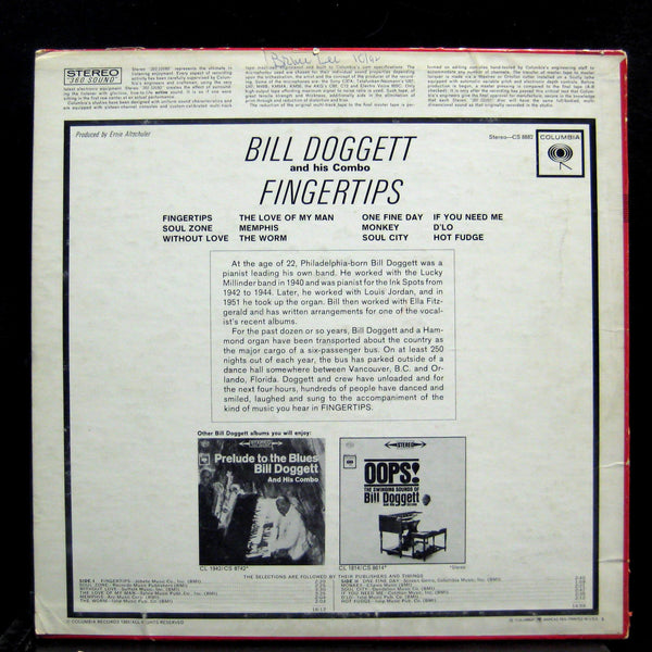 Bill Doggett & His Combo - Fingertips - VG+ LP Record 1963 Columbia Stereo Vinyl - Rhythm & Blues - Shuga Records