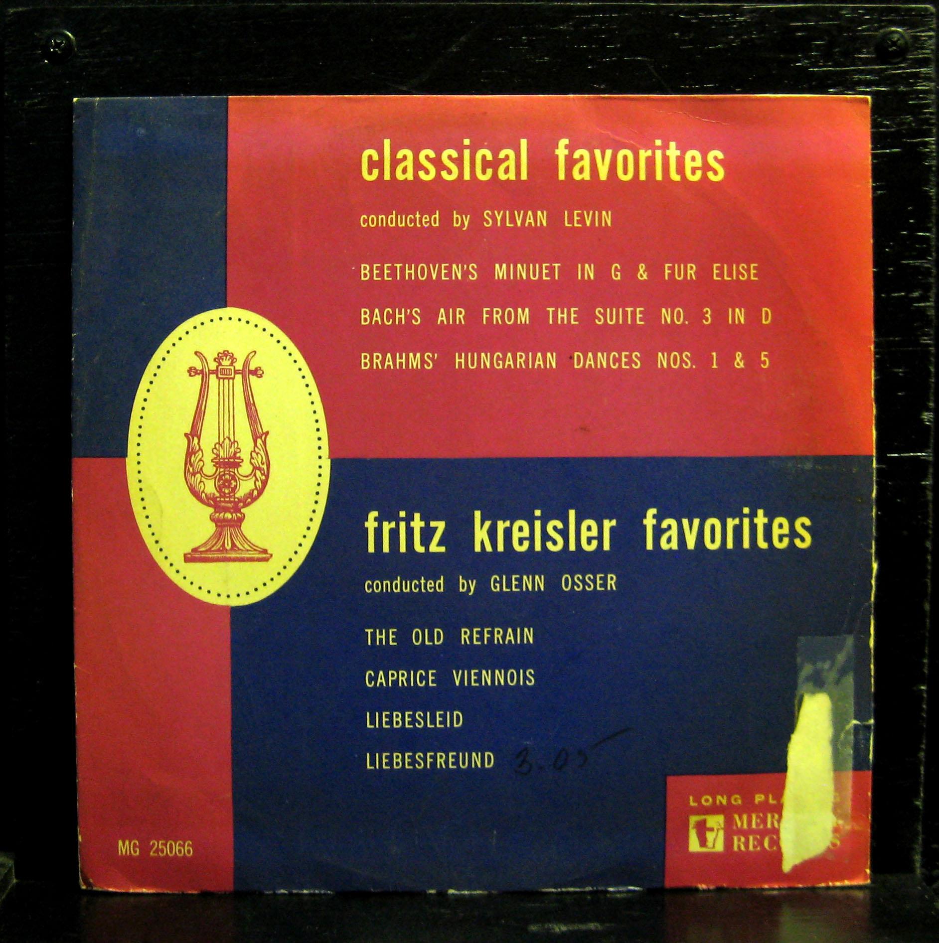 SYLVAN LEVIN GLENN OSSER classical favorites / fritz kreisler 10" Mint- MG 25066