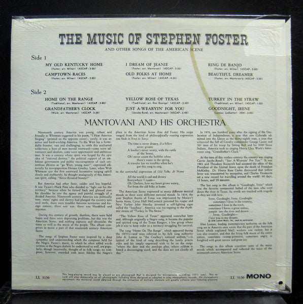 MANTOVANI the american scene Stephen Foster LP Sealed LL 3136 London Mono - Shuga Records