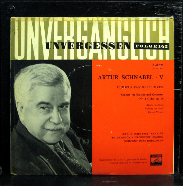 Artur Schnabel - Beethoven Concert For Piano No 4 10" Mint- E 60623 German 1959 - Shuga Records