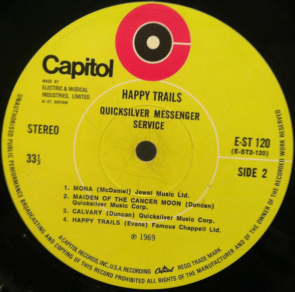 QUICKSILVER MESSENGER SERVICE happy trails LP VG E ST 120 Vinyl 1969 Record - Shuga Records