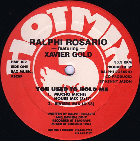 Ralphi Rosario Featuring Xavier Gold ‎– You Used To Hold Me - VG+ 12" Single Record 1987 USA Original - Chicago House