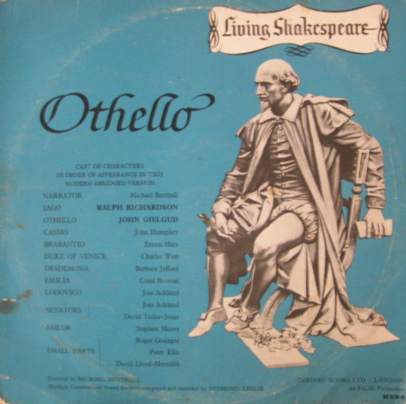 William Shakespeare ‎– Living Shakespeare - Othello - VG+ 1962 USA Mono (With Book) - Spoken Word