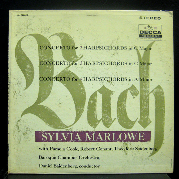 Sylvia Marlowe - Bach Concerto for Harpsichords LP VG DL 710028 Decca USA Vinyl - Shuga Records