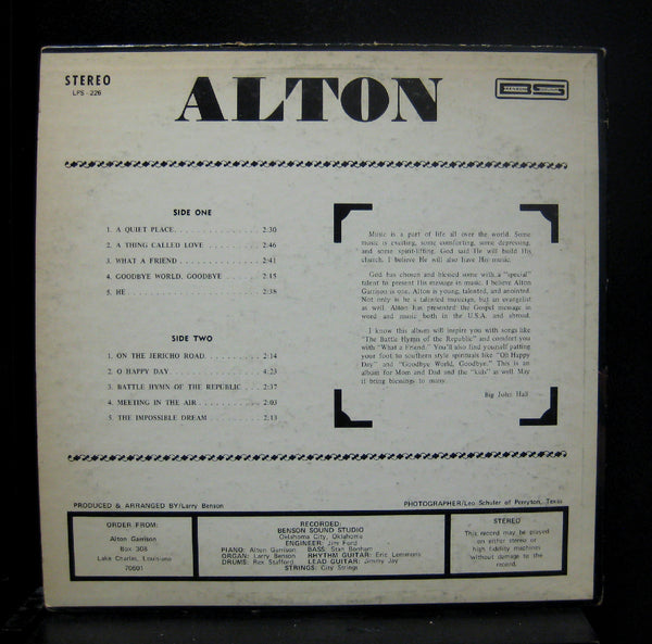 Alton Garrison - Alton VG+ Stereo US Private Christian BENSON Jazz Pop