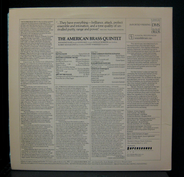 American Brass Quintet Renaissance Elizabethan Baroque LP Mint- Japan D/DMS 3003 - Shuga Records