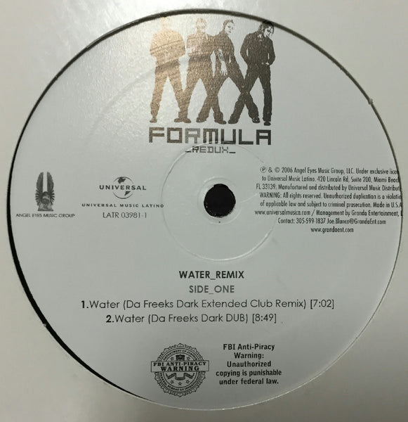 Formula Redux Water Mint- 12" USA 2006 Promo LATR-03981-1 Da Freeks House RARE - Shuga Records
