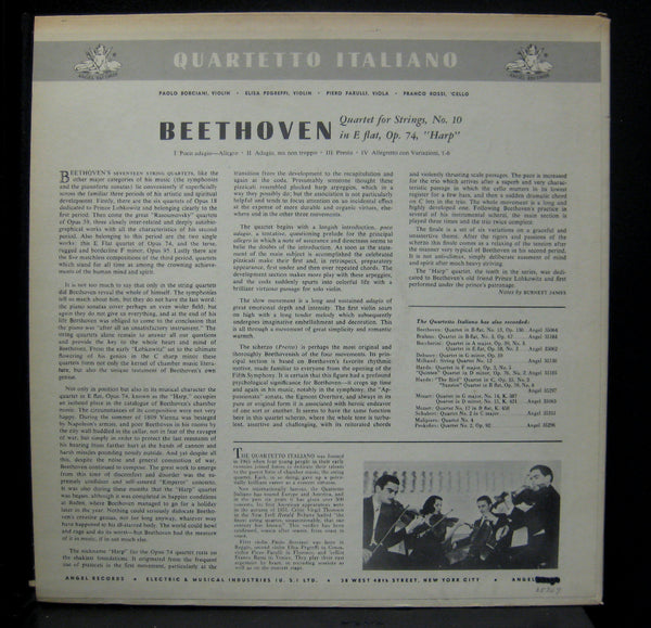Quartetto Italiano Beethoven Quartet 10 Harp LP Mint- UK Mono Angel ANG 35367 - Shuga Records