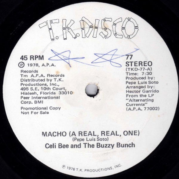 Celi Bee And The Buzzy Bunch ‎- Macho (A Real, Real, One) / Alternating Currents - Mint- 12" Single 45 RPM Promo 1978 USA - Disco - Shuga Records