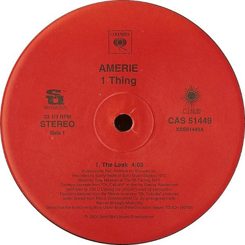 Amerie ‎– 1 Thing - VG+ 12" Single 2005 Columbia USA - Hip Hop