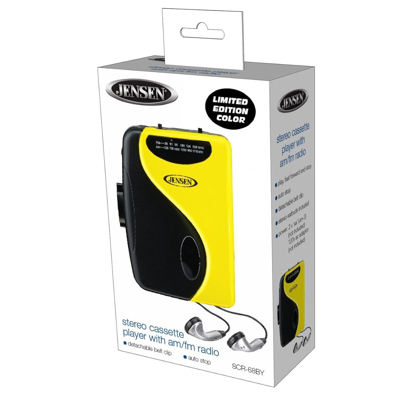 New Jensen Portable Stereo Cassette Deck Player with AM/FM Radio (YELLOW) - Shuga Records