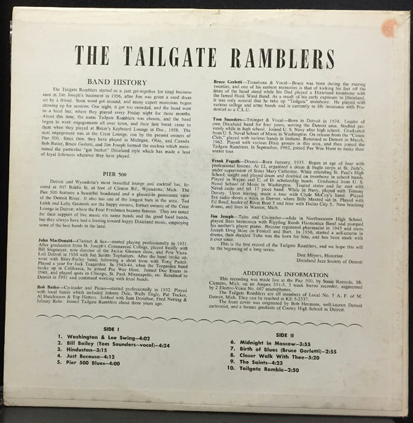 The Tailgate Ramblers At Pier 500 LP VG+ US Private DETROIT Jazz Bob Hermans Art - Shuga Records