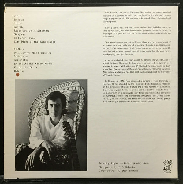 Ron Hudson In Concert LP Mint- Private Press 1971 Flamenco Guitar Latin TEXAS - Shuga Records