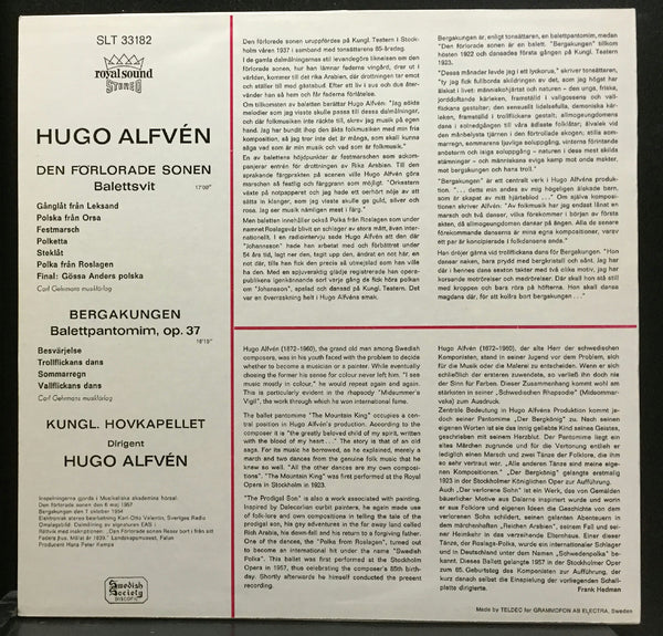 Hugo Alfvn Den Florade Sonen - Bergakungen LP Mint- SLT 33182 Discofil 1964 - Shuga Records