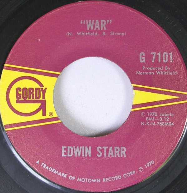 Edwin Starr ‎– War / He Who Picks A Rose VG+ - 7" Single 45RPM 1970 Gordy USA - Funk/Soul - Shuga Records