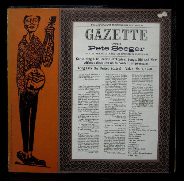 Pete Seeger The Gazette Vol 1 LP Mint- Vinyl FN 2501 Mono USA 1958 Folk